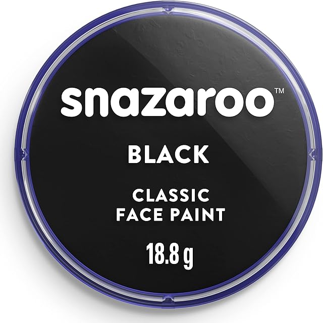 Snazaroo Classic Face and Body Paint, Black, 18.8g Professional Water Based, Single Cake Makeup Supplies for Adults, Kids and Special FX