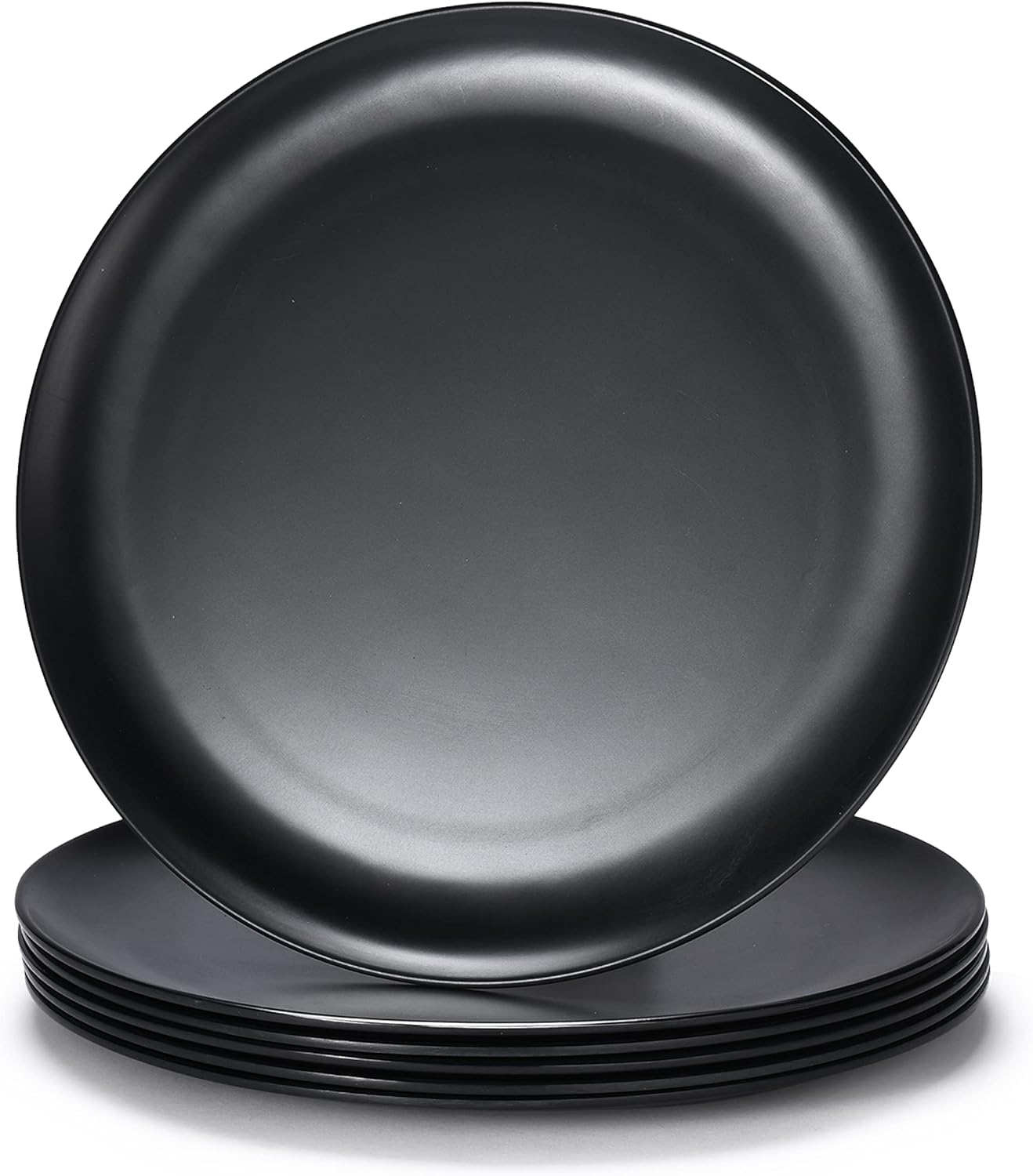 Bruntmor Plastic Kitchen Dinner Plates Set of 69 inches Black Modern Plates Hard