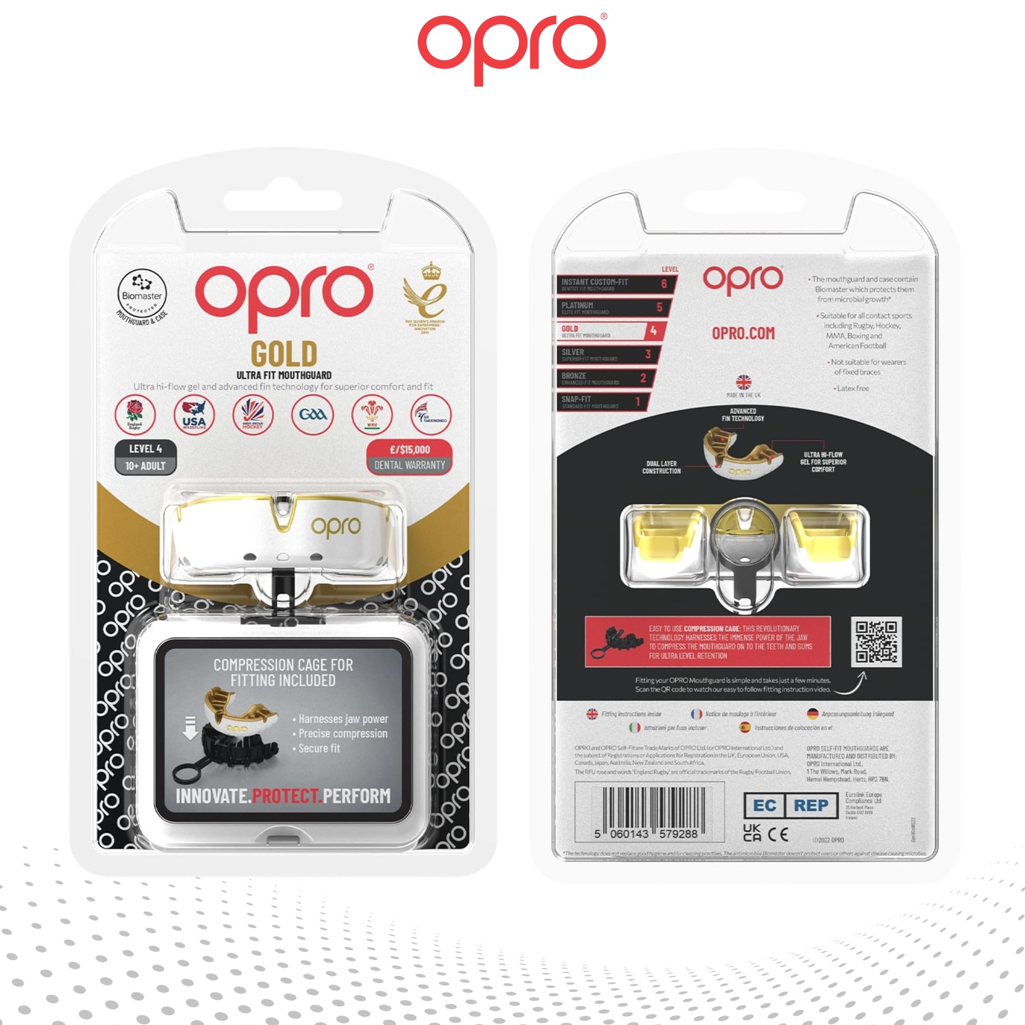 OPRO Mundschutz - Gold-Level Zahnschutz für Boxen, Kampfsport, MMA, Erwachsene & Kinder - Selbstanpassende Schiene für Hockey, Kickboxen, Rugby - Premium Passform - Mit zahnärztlicher Garantie