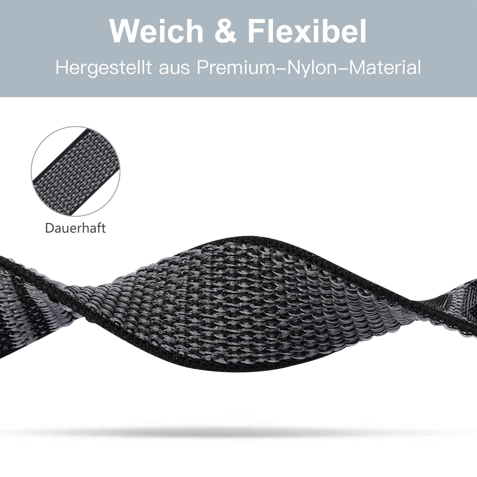 Maledan Nylon Cinturino Compatibile con Apple Watch Cinturino 42mm 44mm 45mm 49mm 40mm 41mm, Regolabile Cinturino Compatibile con iWatch Series 9 8 7 6 5 4 3 SE, 42mm/44mm/45mm/49mm, Nero-Grigio