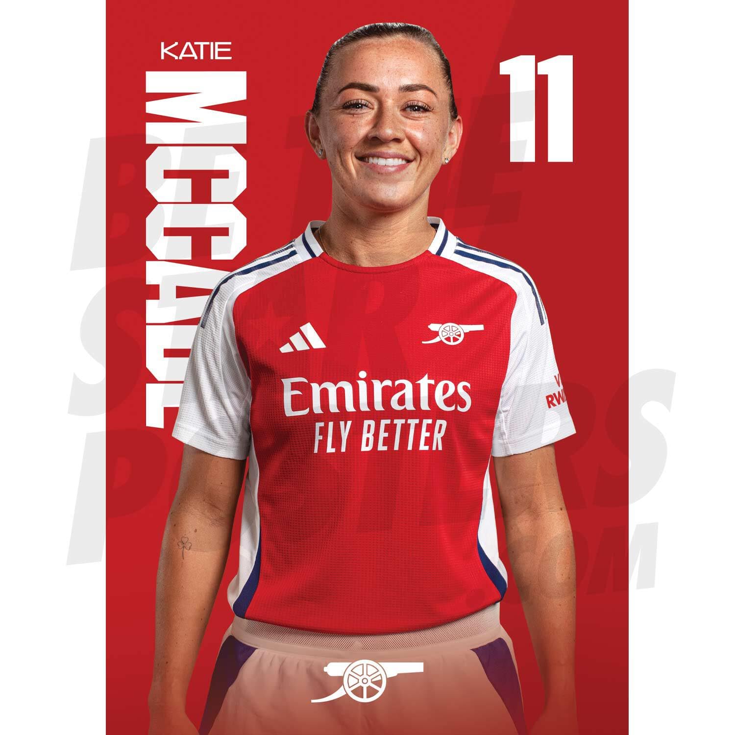 Arsenal FC Katie McCabe 24/25 Headshot Poster Unframed A3 - Official McCabe Poster - Perfect Arsenal Gifts for Girls & Wogirls - Football Wall Art - Wogirls's Super League Posters & Arsenals Gift Idea