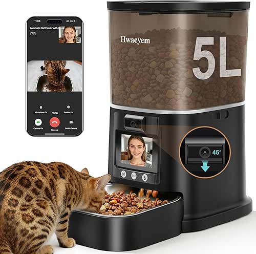 Automatic Cat Feeder with Camera, 5G WiFi Smart Pet Feeder