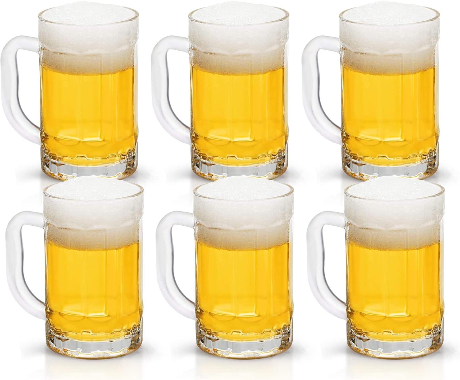 COKTIK 6 Pack Heavy Large Beer Glasses with Handle - 14 Ounce Glass Steins, Classic Beer Mug glasses Set