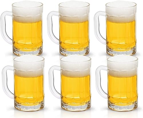 Miniatura 8 de COKTIK Paquete de 8 vasos de cerveza grandes pesados con asa, jarras de vidrio de 14 onzas, juego de vasos de cerveza clásicos