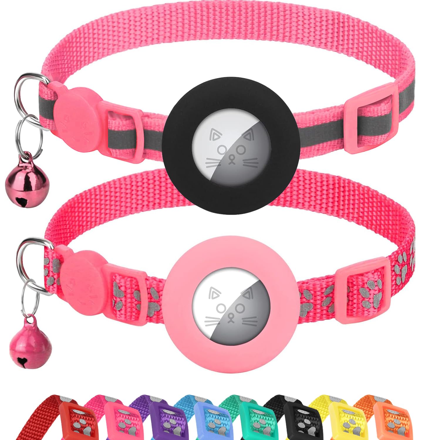 Erbine 2 Pack Airtag Cat Collars, Reflective Cat Collar with Silicone Airtag Holder and Bell, Breakaway Cat Collars with Round Safety Buckle for Boy and Girl Cats, Adjustable for 7.5-12.5", Black (B0BFQQNPGW) Amazon Price History, Amazon Price Tracker