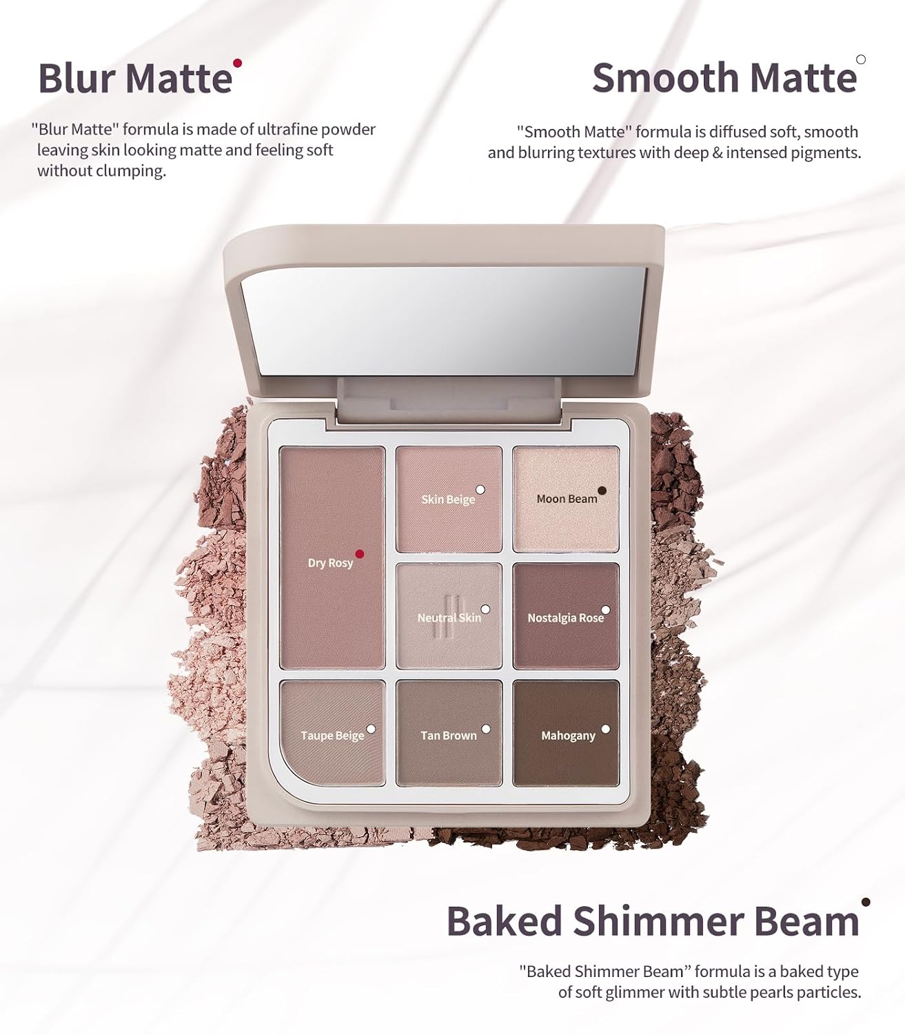 Heart Percent Dote On Mood Eye Palette, Neutral Shades Tuneful Skin Beige & Dry Rose with Smooth Velvety Matte Textures Eye Makeup Eyeshadow (08 Neutral Muse Facets)