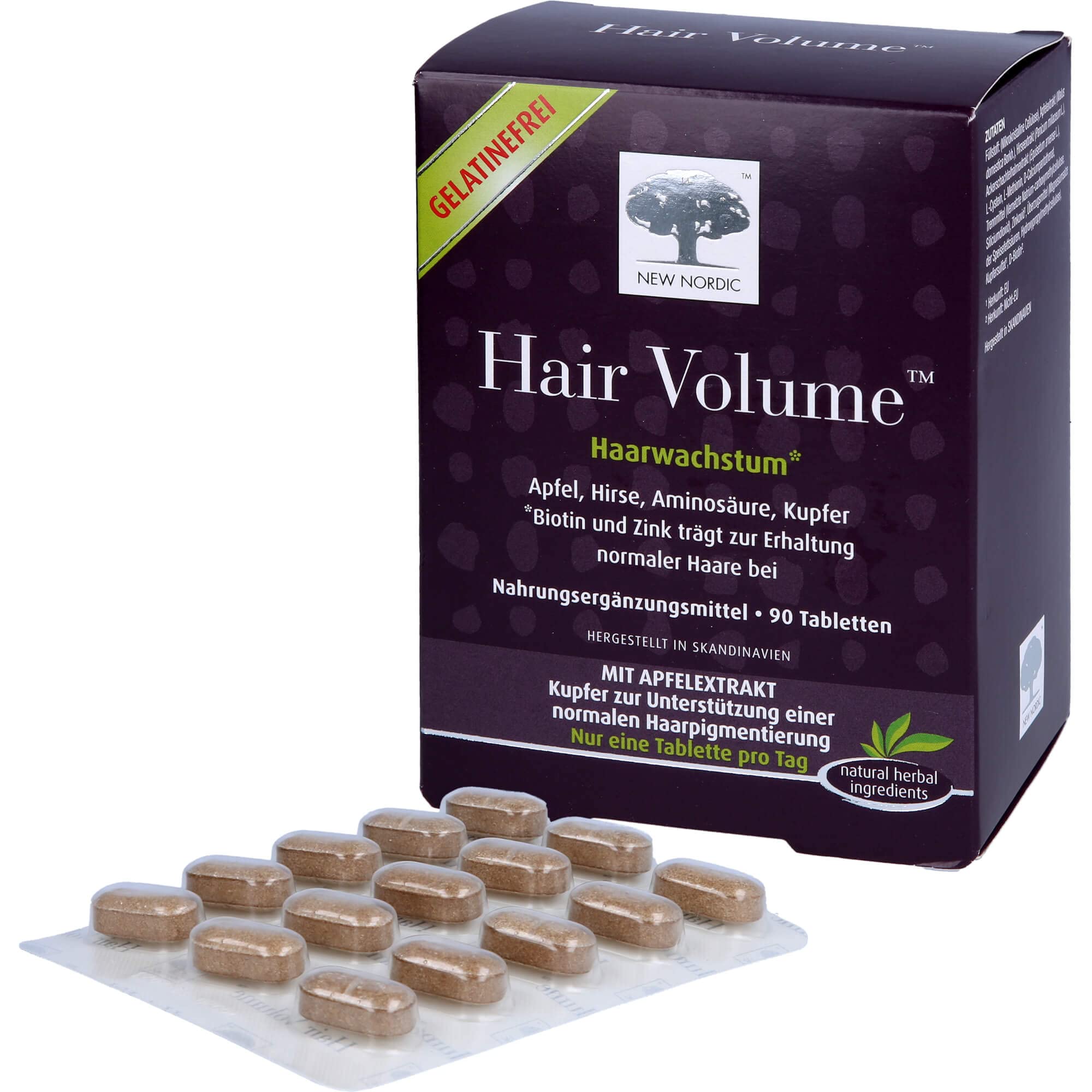 NEW NORDIC Hair Volume Haarwachstum Tabletten, 90 Sztuka Tablety