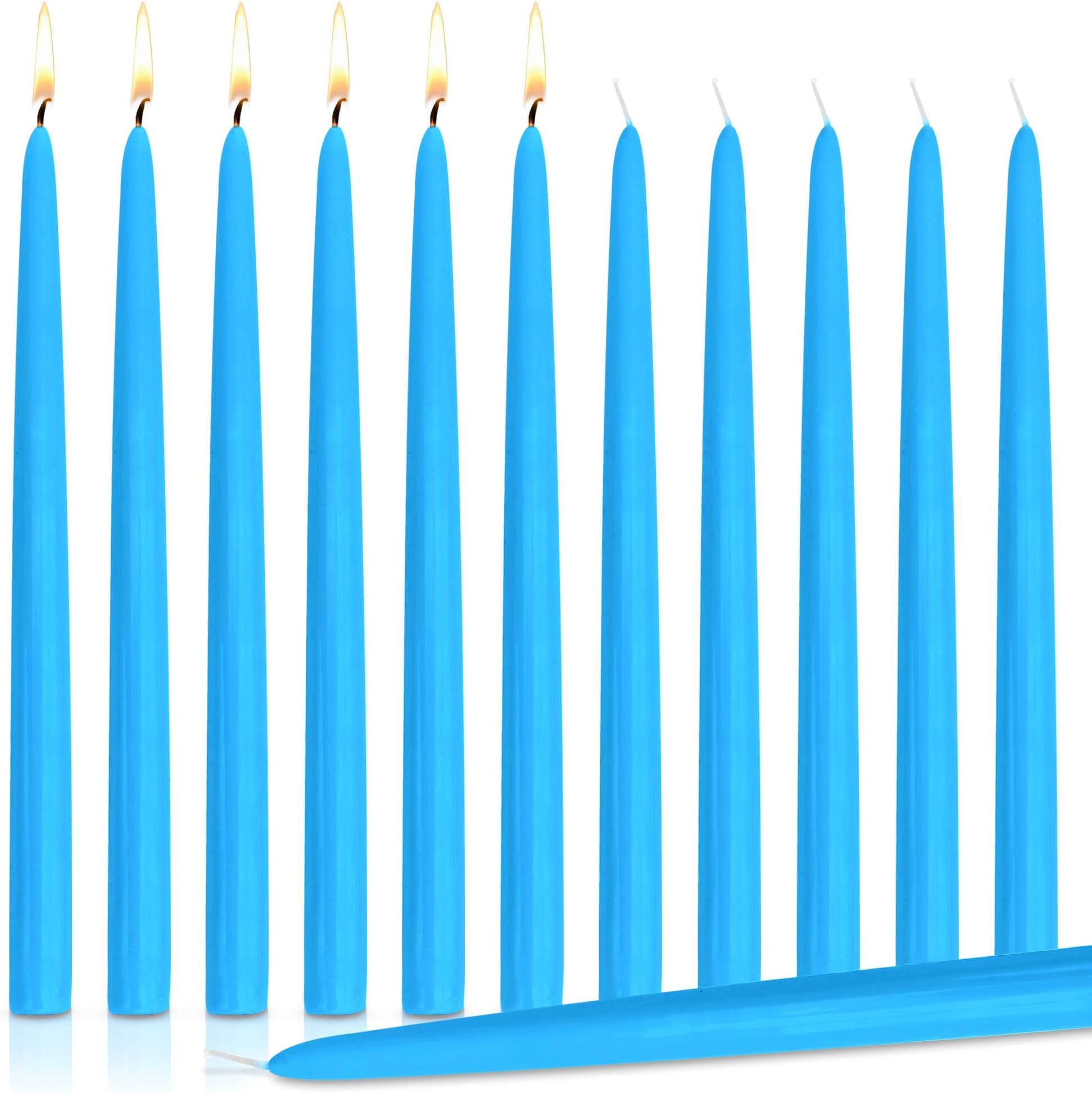 Dripless Taper Candles 10" Inch Tall Wedding Dinner Candle Set of 12 (Aqua)