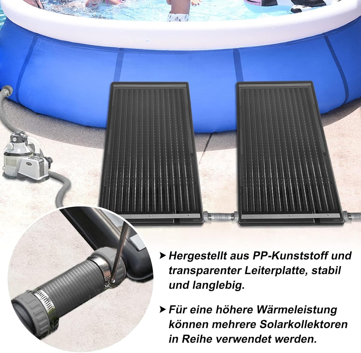 ACXIN Solarne ogrzewanie basenowe 66 x 111,5 cm, kolektor solarny do ogrodu, solarny system grzewczy do basenu i prysznica, odporny na promieniowanie UV, wydajne pochłanianie ciepła, łatwy montaż do