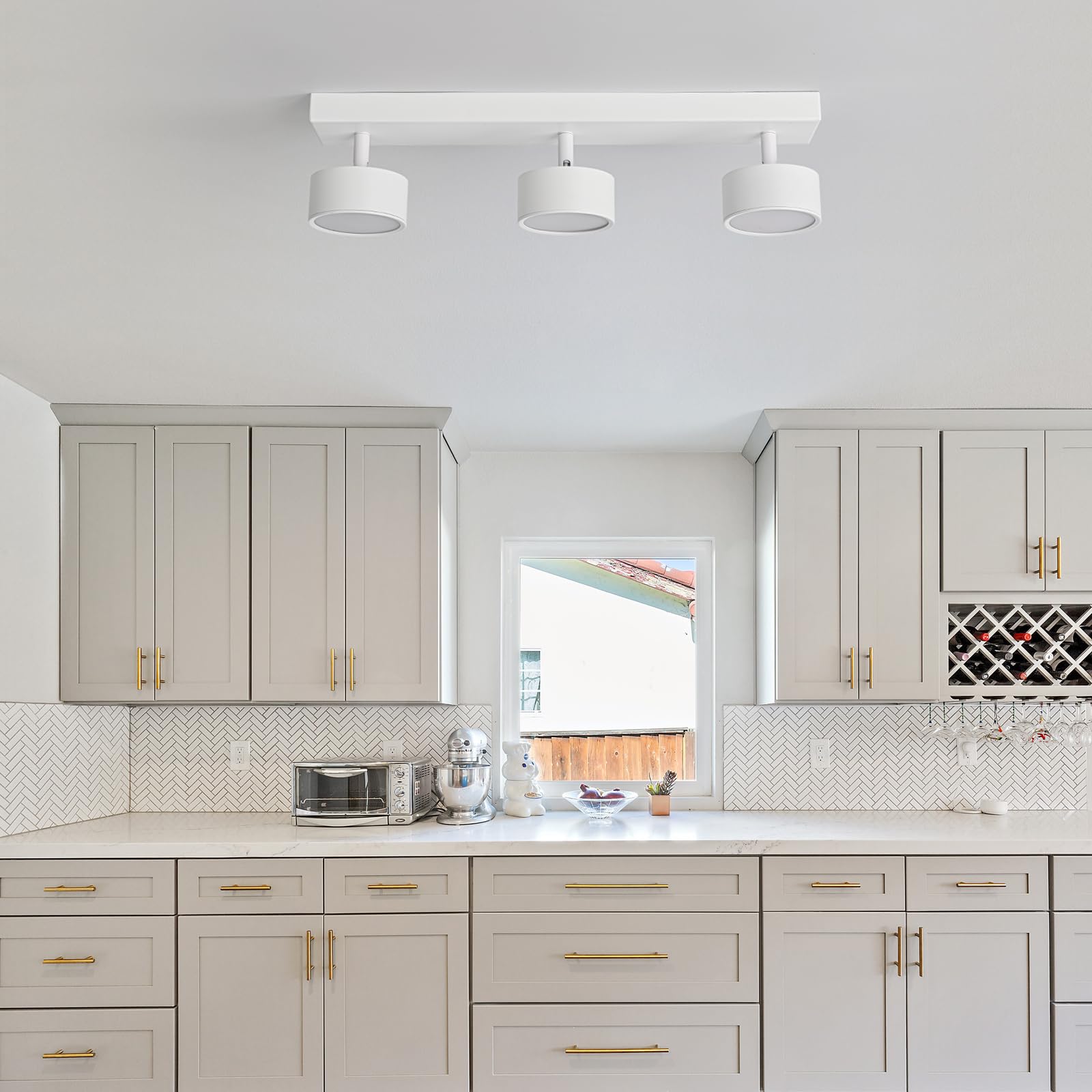 Plafoniera Lampada da Soffitto LED 3 Faretti, 18W Faretti da Soffitto Bianco Plafoniera Orientabili LED Bianco Caldo Faretto da Parete Moderna 3 Luce per Soggiorno Cucina Cameretta