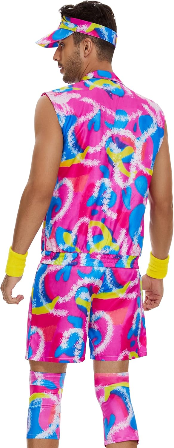 80s Workout Outfit for Women 90s Outfits Men Halloween Couples Costumes for Adults Disco Neon Theme Party Costume