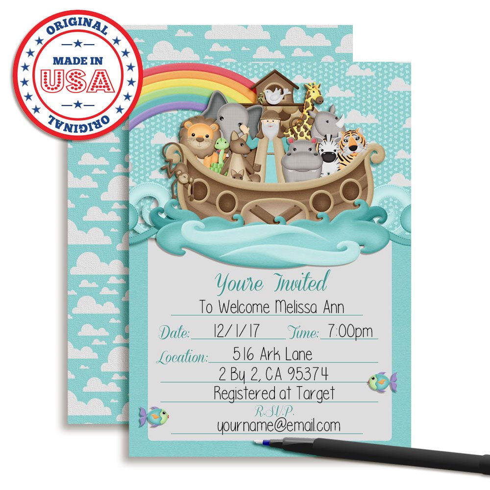 Sale noah's ark baby shower invitations Hot Sale, image size:1000x1000