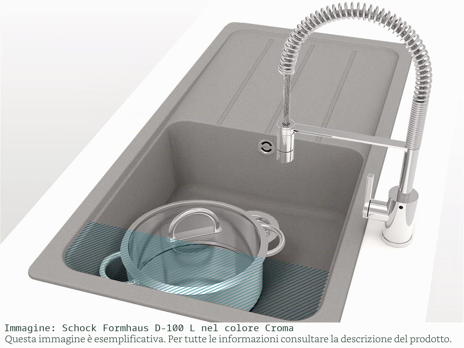 SCHOCK Lavello da cucina 100 x 50 cm Formhaus D-100L asfalto – CRISTALITE lavello in granito a partire da 60 cm di larghezza