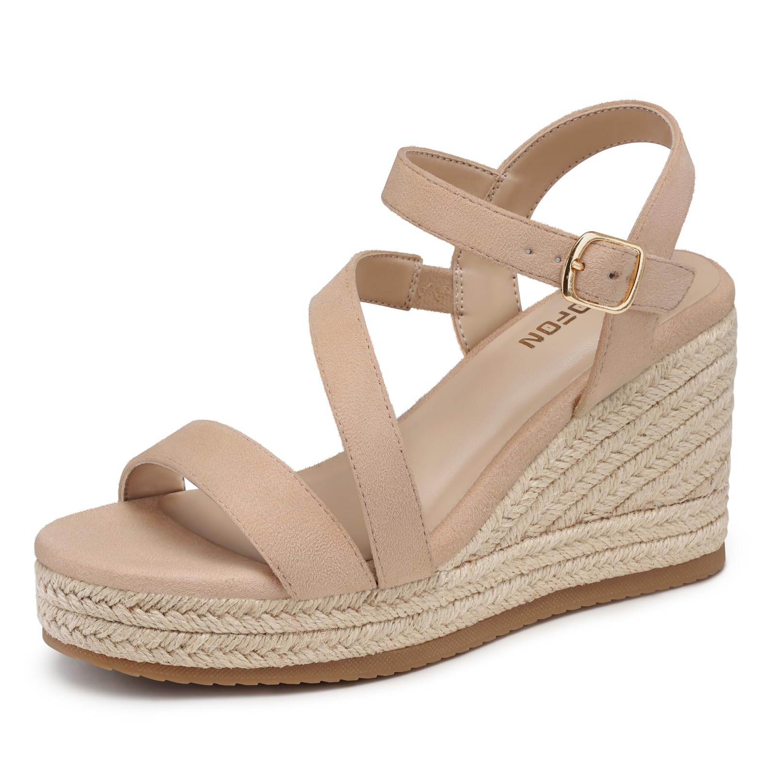 TEMOFON Wedge Sandals for Women Platform: Espadrille Ankle Strap Buckle Wedge - Comfortable Dressy Summer Womens Sandals