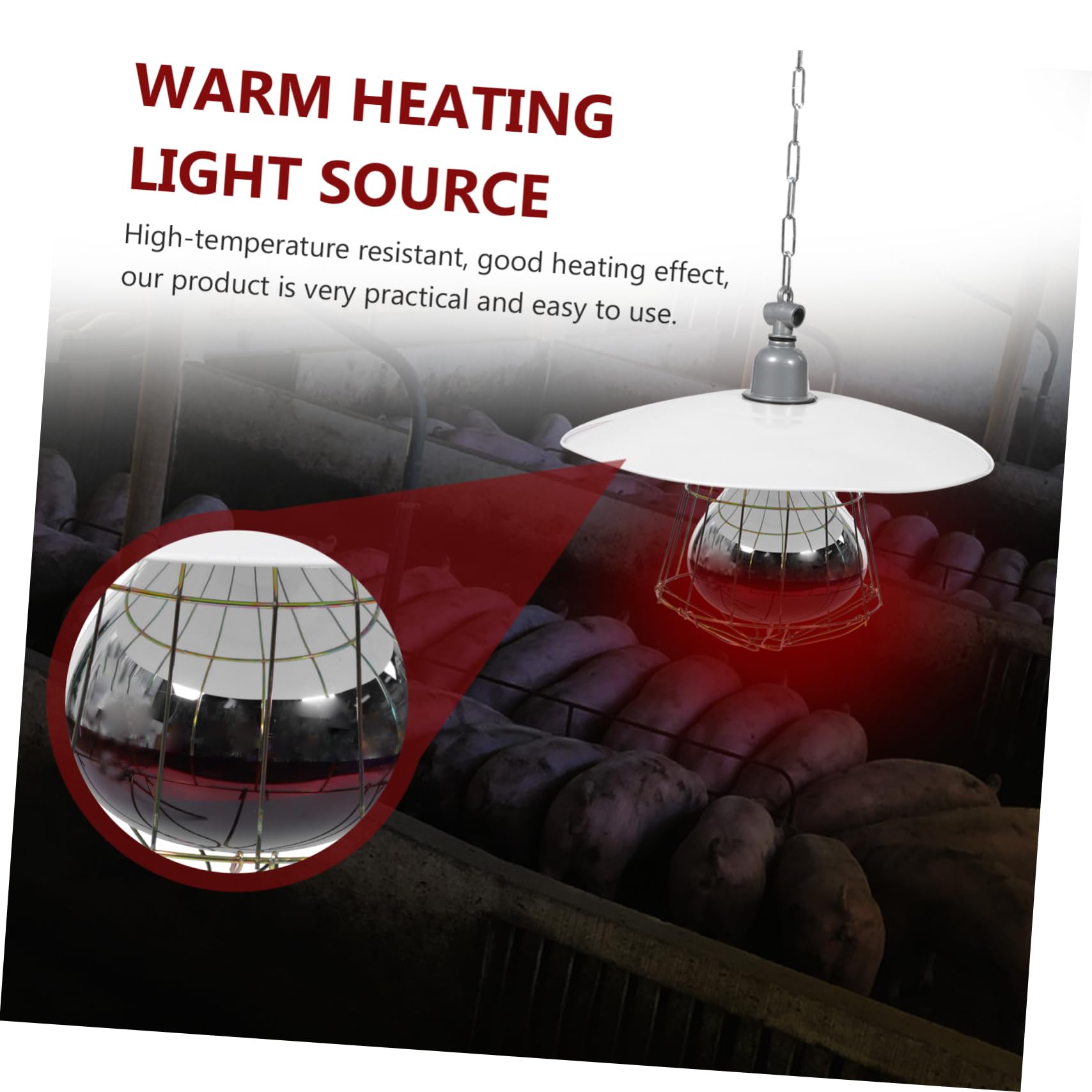 Happyyami Sichere Heizlampe Zufällige Farbe und Haustierboxen mit Metallnetzschutz Aluminiumgehäuse Einfach zu Bedienen für Viehkäfige für Kleine Schweinekäfige