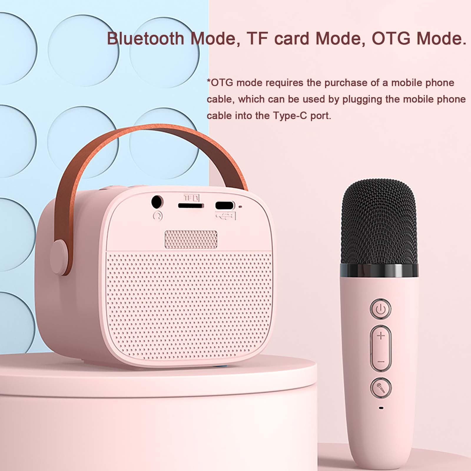 Zestaw do karaoke dla dzieci z mikrofonem, przenośny głośnik Bluetooth, zestaw do karaoke z tubą dużego kalibru 57 mm, głośnik zewnętrzny Zestaw mikrofonów do telefonu komórkowego na imprezę rodzinną