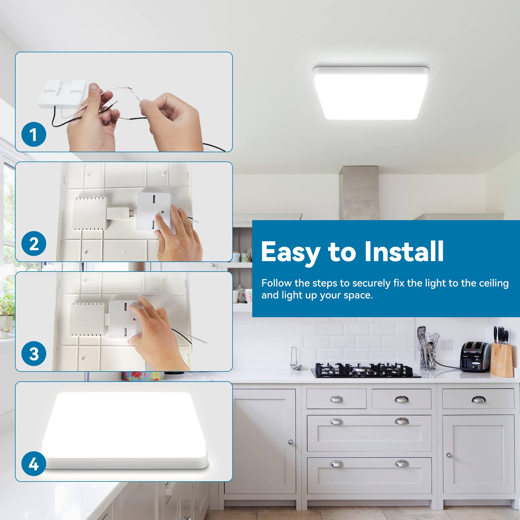 CANMEIJIA Plafonnier Led 36W Luminaire Plafonnier 6500K 3540LM IP44 Plafon Salle de Bain Eclairage De Plafond, Convient Pour Cuisine, Couloir, Chambre à Coucher,23CM