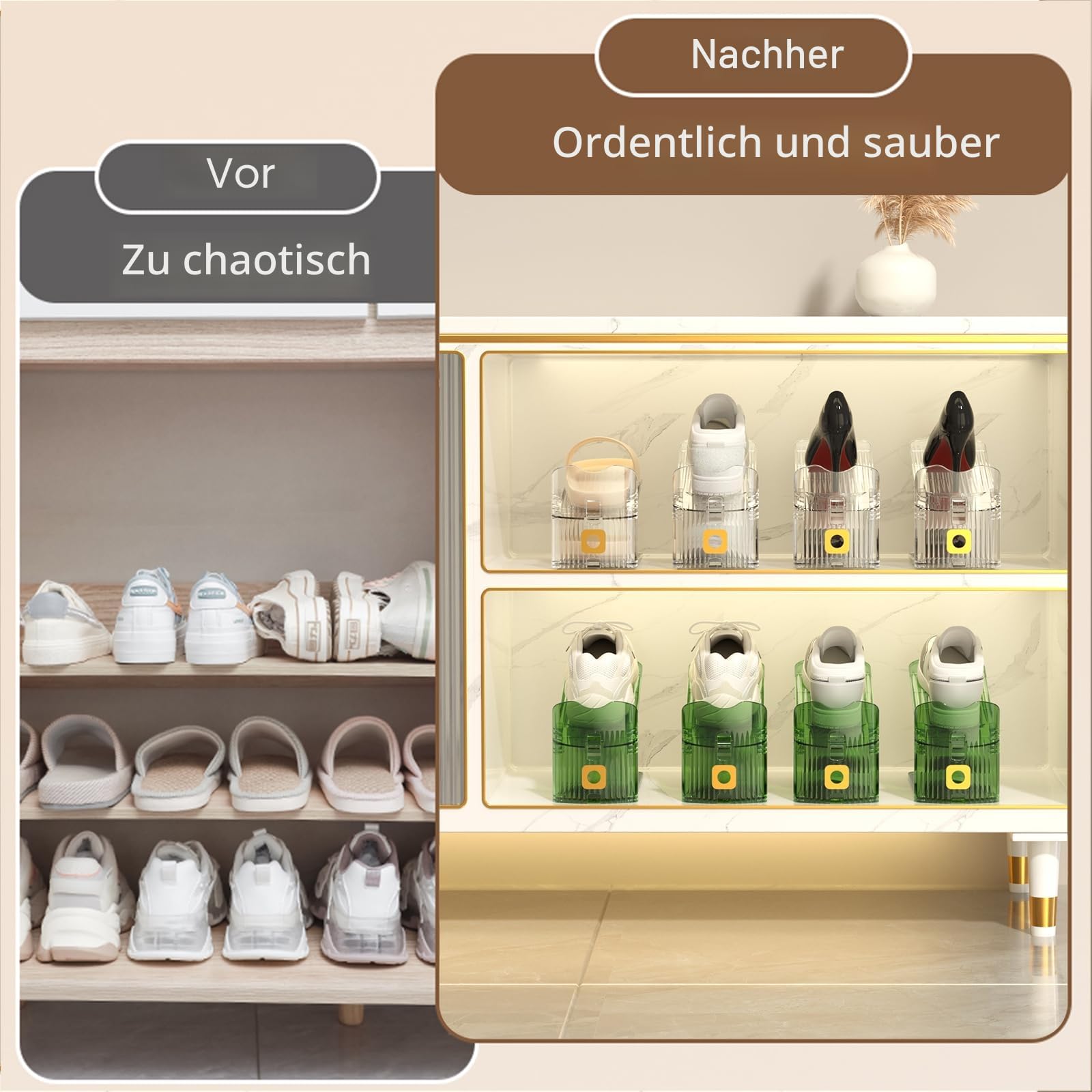 Transparente Schuhstapler 20 Stück schuhstapler platzsparend Platzsparender Schuhorganizer für den Schrank Shoe Organizer
