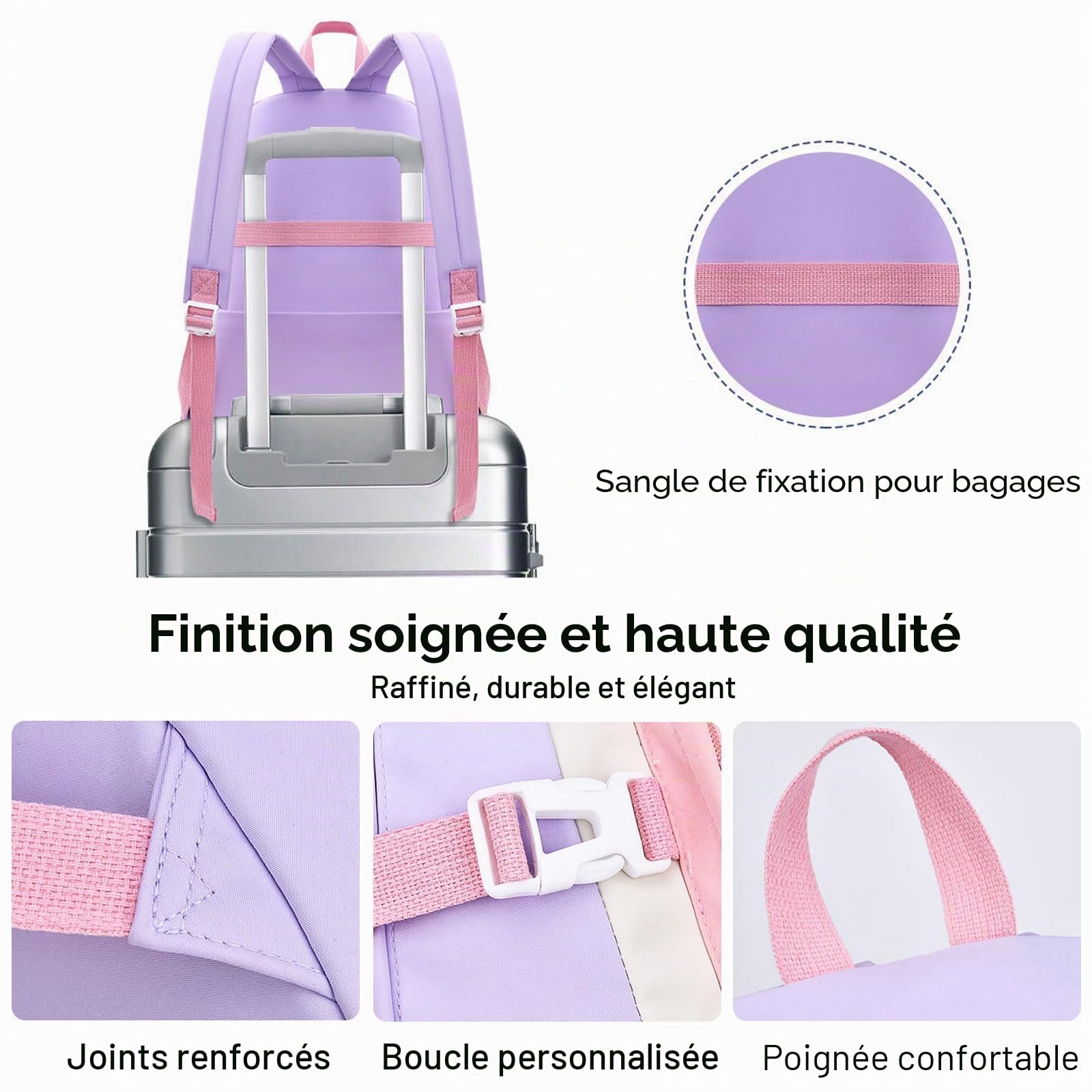 FANDARE Mignon Sac à Dos Enfant Filles Garçons Sacs Scolaires Loisir Maternelle Cartables Sacs d'École Voyage avec Ceinture de Fixation de Bagages Rose