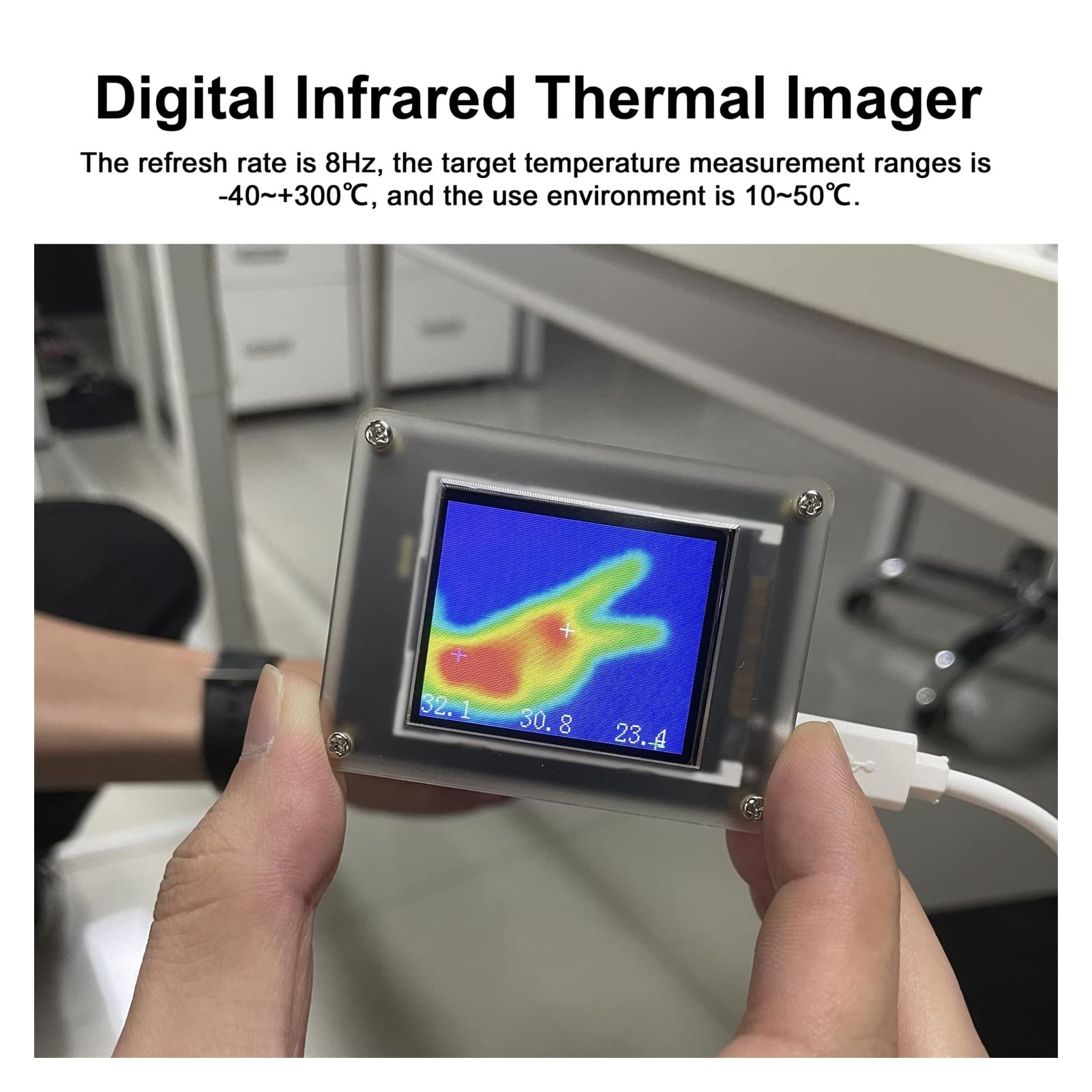 Cámara térmica Cámara termográfica infrarroja Fuentes de alimentación USB Pantalla TFT de 1,8 pulgadas Sensores de temperatura infrarrojos Cámara termográfica infrarroja Diseño compacto(Transparent)