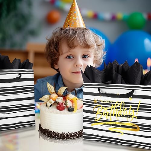 Miniatura 5 de GoClimber Paquete de 2 bolsas de feliz cumpleaños, bolsa de regalo de cumpleaños grande de 13 pulgadas con papel de seda, bolsa de tarjetas y asas