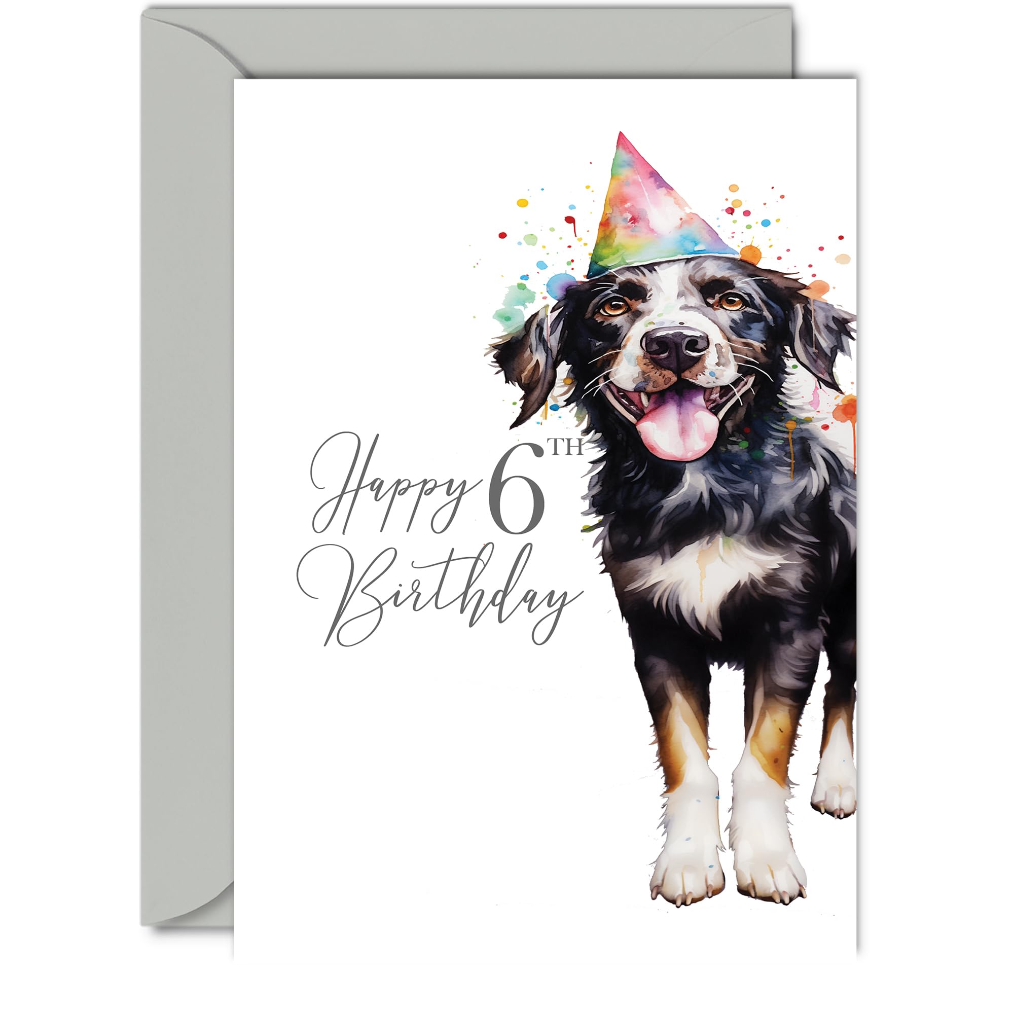 6th Birthday Cards for Girls Boys - Party Dog - Happy Birthday Card for 6 Year Old Girl Boy Granddaughter Grandson Daughter Son Niece Nephew, A5 Bday Greeting Cards โ image 1