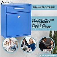 Vista 3 de AdirOffice contenedor con traba - Buzón de correo montado en pared., Azul, 631-05-BLU