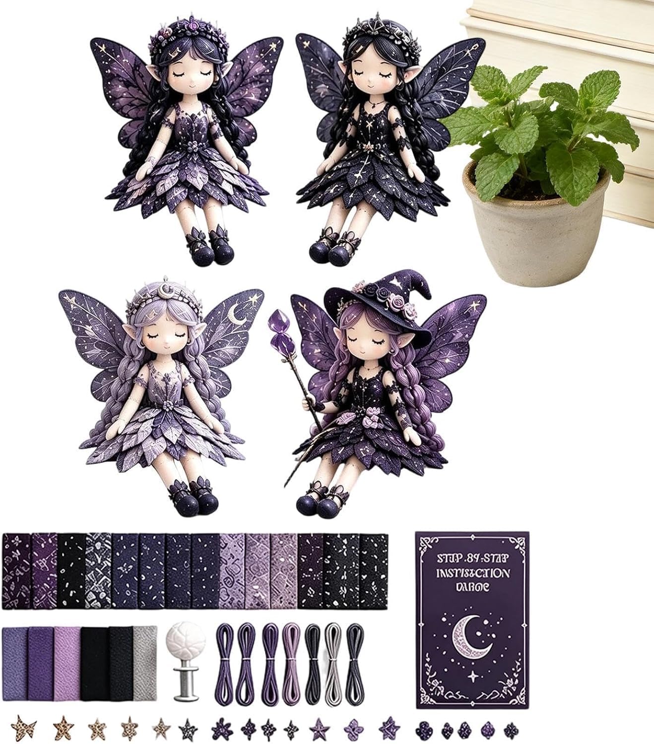 Fairy Patchwork DIY Collection, Fun Flower Fairies Patchwork Sewing Kit,Fabric Full Supplies DIY Craft Set for Beginner Crafters, Home Decor Unique Handmade Gift (Purple)
