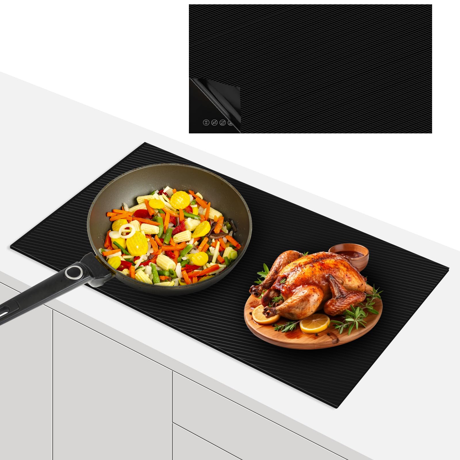78 x 52 cm Silicone Induction Mat, Protective Mat Induction Hob, Scratch Protector for Induction Stove, Induction Plate Protector