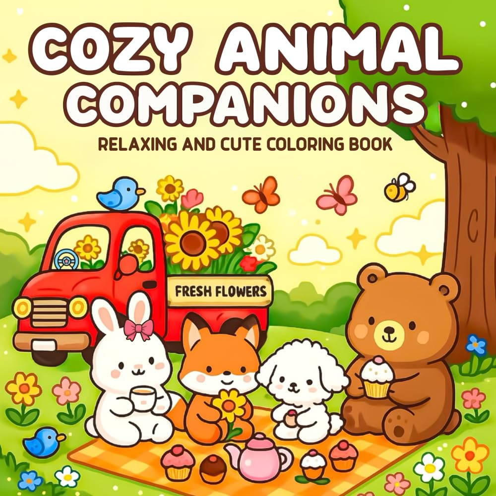Cozy Animal Companions: Relaxing and Cute Coloring Book for Adults, Teens, and Kids