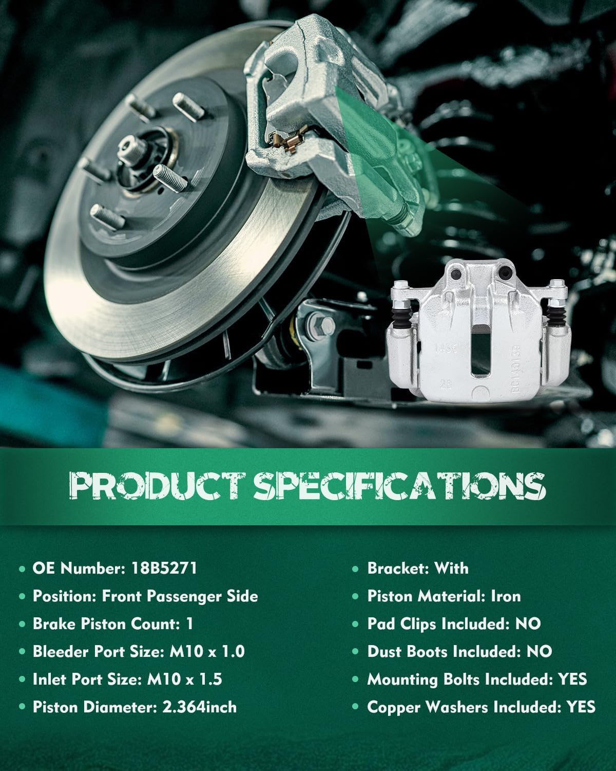 AUTOMUTO Front Right 18B5271 Brake Caliper With Bracket For Buick 2010-2019 For Cadillac 2010-2020 For GMC For Terrain 2010-2017