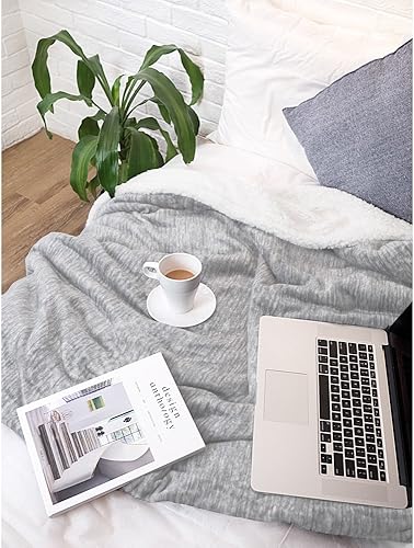 Miniatura 6 de PAVILIA Melange Manta de sherpa, suave, esponjosa, de vellón de microfibra para sofá y sillón, cálida, afelpada, lujosa y moderna, 50 x 60 pulgadas,