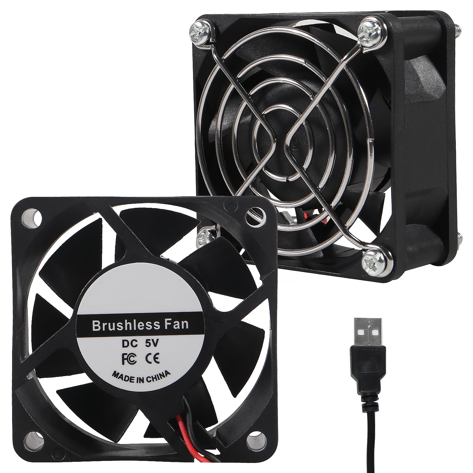 UMLIFE Ventole di raffreddamento silenziose da 60 mm, con doppio cuscinetto a sfera, 60 mm x 60 mm x 25 mm, 5 V CC, senza spazzole, per PC, computer, case di raffreddamento, Raspberry Pi