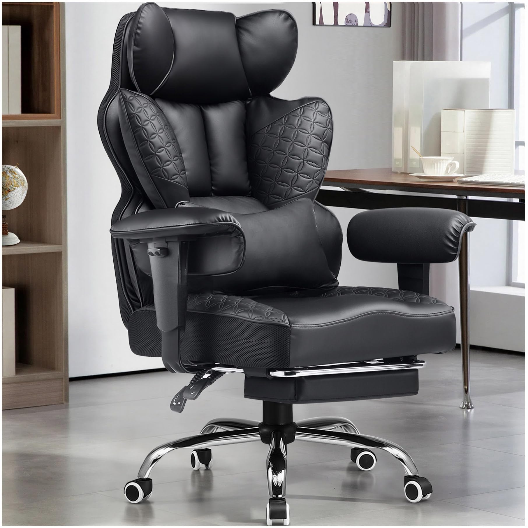 GTPLAYER Big and Tall Gaming Chair 400lbs Heavy Duty Office Chair with Footrest, High Back Pocket Spring Lumbar Support, Ergonomic Wide Comfy Seated Cushion for Lower Back Pain Relief, Earth-Black