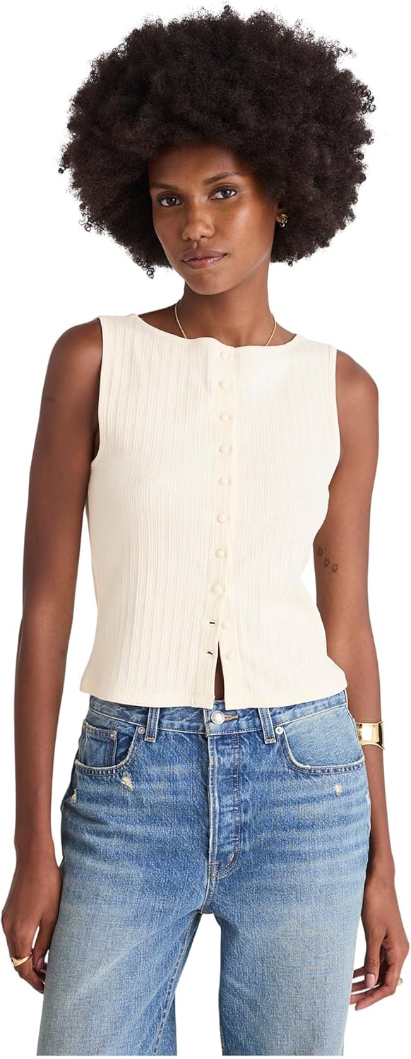 Madewell Womens Textured Vest W/Shank Buttons