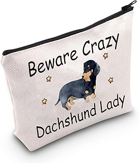 MEIKIUP Dachshund Gifts Crazy Dachshund Lady Cosmetic Bag Organizer Pouch Dachshund Mom Gift Dachshund Lover Gifts for Women (CA Dachshund Lady Bag)