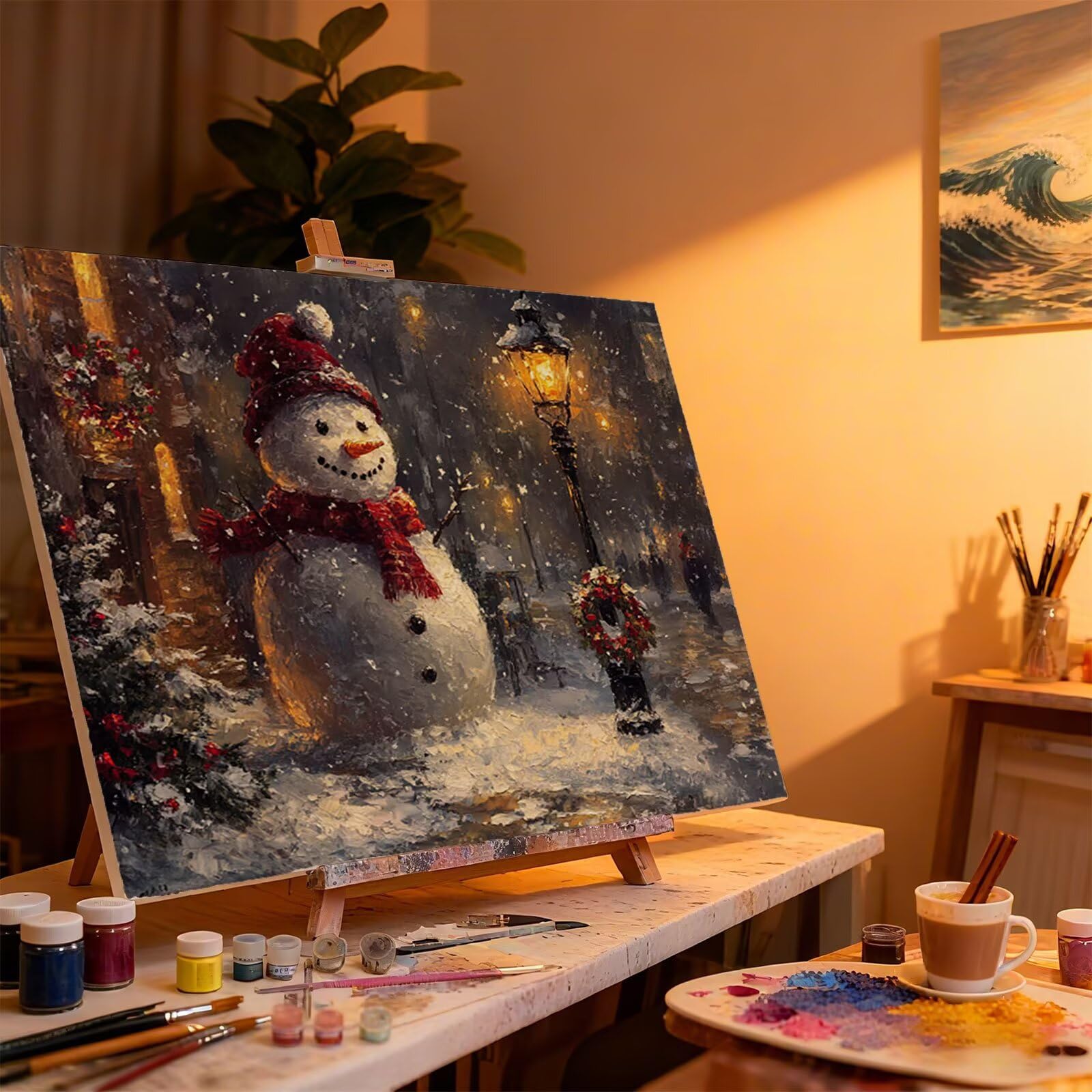 Weihnachten Malen Nach Zahlen Erwachsene Landschaft Malen Nach Zahlen Kinder ab 7, Set Erwachsene Bastelsachen Kreativ Set für Kinder Geschenke für Männer, Weihnachten Halloween Deko 60x80cm H - 554