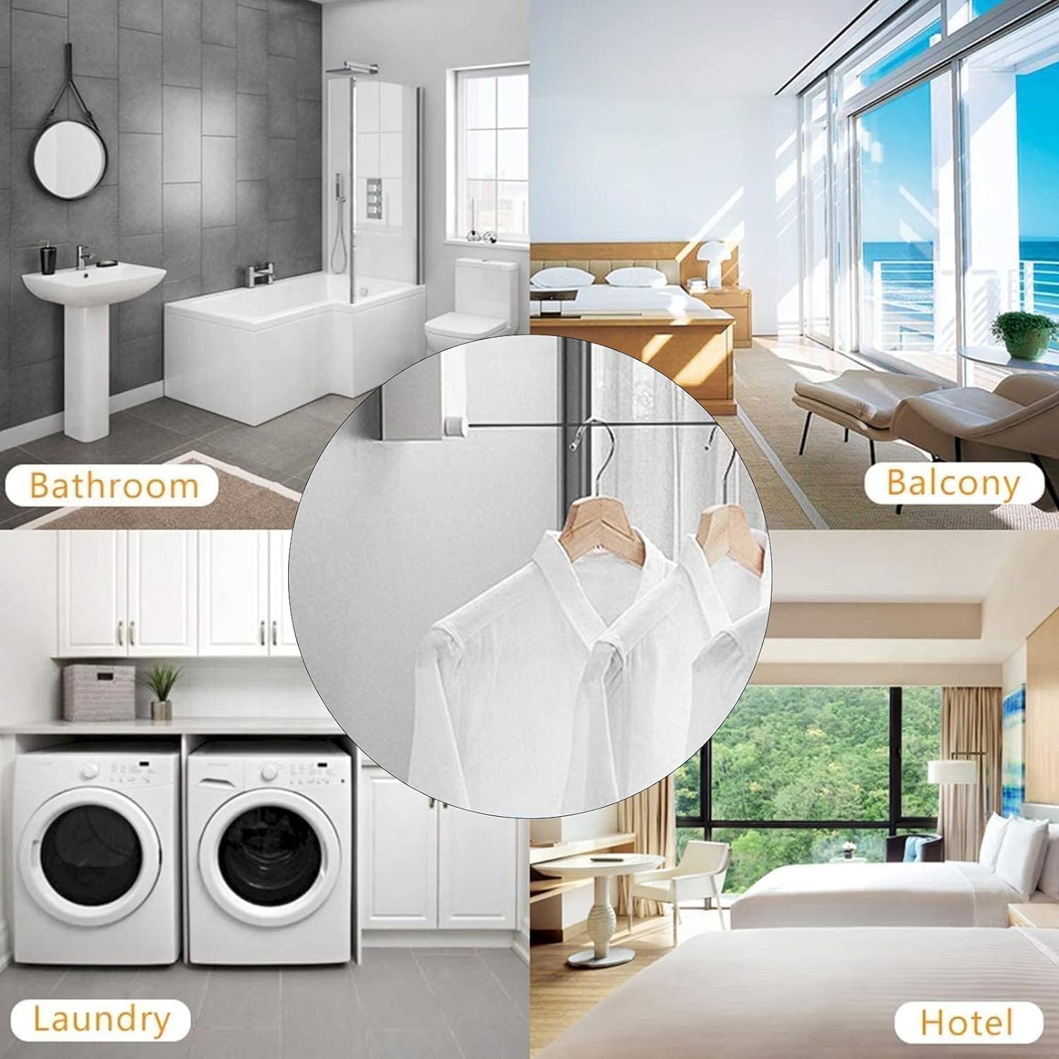 Ladila Retractable Washing Line, Double Line, Extendable Clotheslines, Stainless Steel Rope, Wall Mounted Laundry line, Clothes Drying Rope for Indoor and Outdoor (Clothline D-5) 3