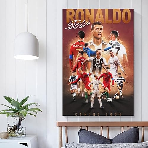 Miniatura 5 de Póster de Cristiano Ronaldo con 2 impresiones artísticas en lienzo para el hogar, baño, dormitorio, oficina, sala de estar, decoración de lienzo sin