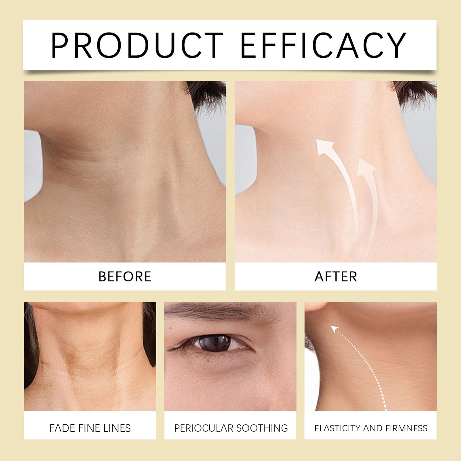 Crema Tensora Para El Cuello,Crema Eléctrica Antiarrugas para Contorno de Ojos - Loción Hidratante No Grasa Para Cuidado Facial y Post-Solar Uso Diurno y Nocturno