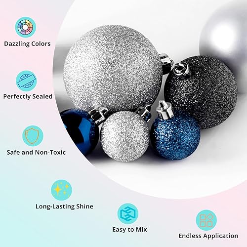 Miniatura 74 de HTVRONT Purpurina blanca fina holográfica – 1.76 oz de purpurina para resina, purpurina fina no tóxica para uñas, resina, fabricación de velas, Negro