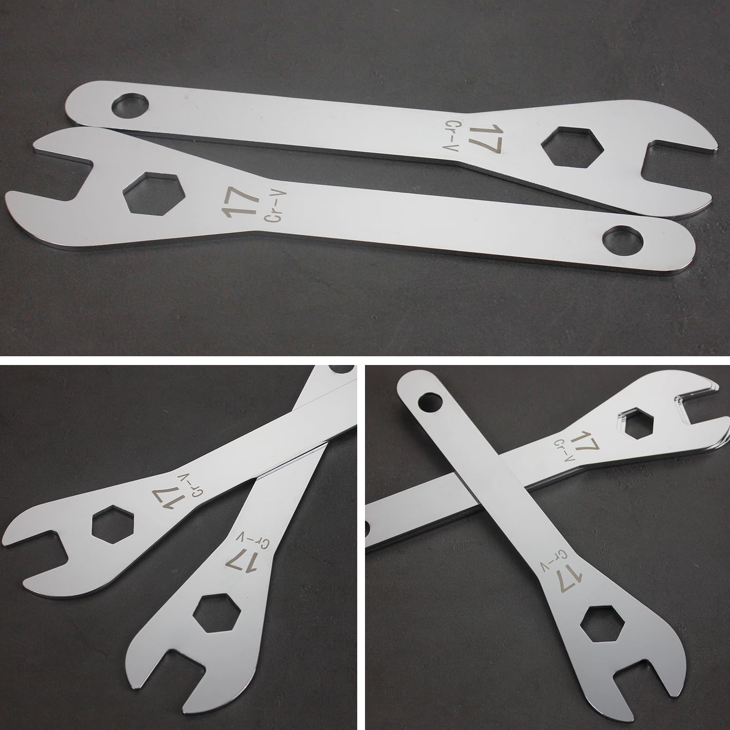 7-teiliges dünnes Nabenkegelschlüssel-Set, Cr-V-Stahl + Ni-Cr-Beschichtung, super harte Fahrrad-Radnaben-Achsenmutter-Installations-Entferner-Werkzeug, 2 mm, ultradünn, 13–19 mm