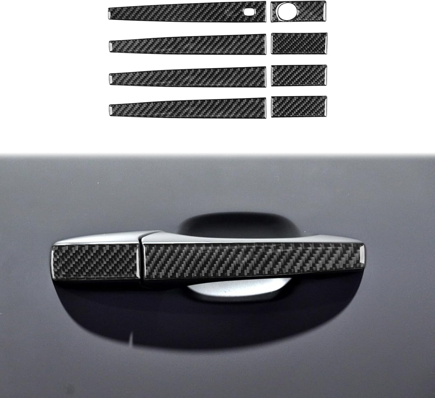 Car Carbon Fiber Accessories Exterior Door Handle Panel Type-B 8pcs Protective Cover Sticker Compatible with Dodge Durango 2011 2012 2013 2014 2015 2016 2017 2018 2019 2020