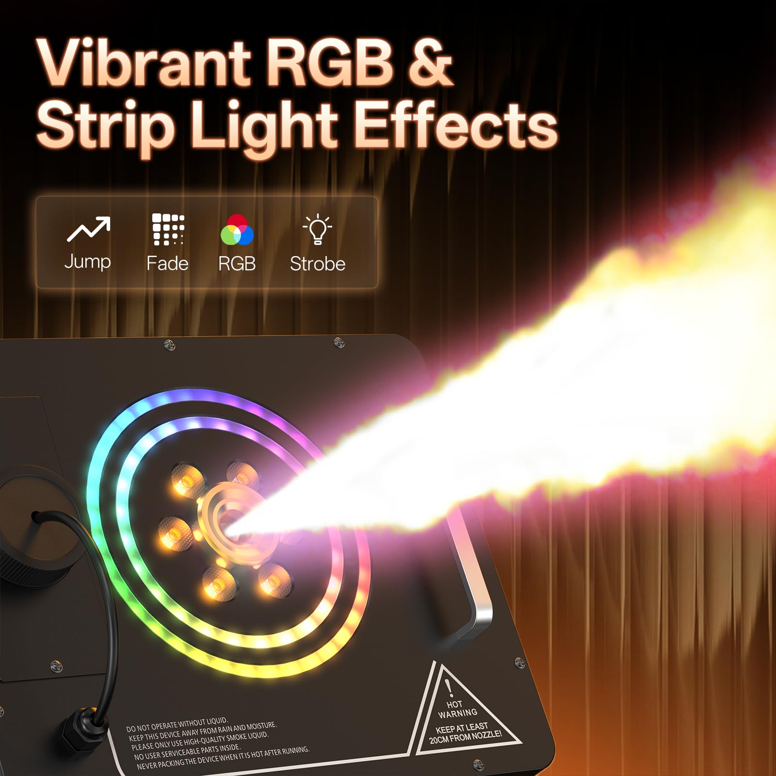 1500W Nebelmaschine mit Fernbedienung, Wash 6 RGB LED Stroboskop Lichteffekt Rauchmaschine 3000 CFM/Min DMX512 Mini Smoke Machine für Halloween Hochzeiten Bühnenauftritte Party