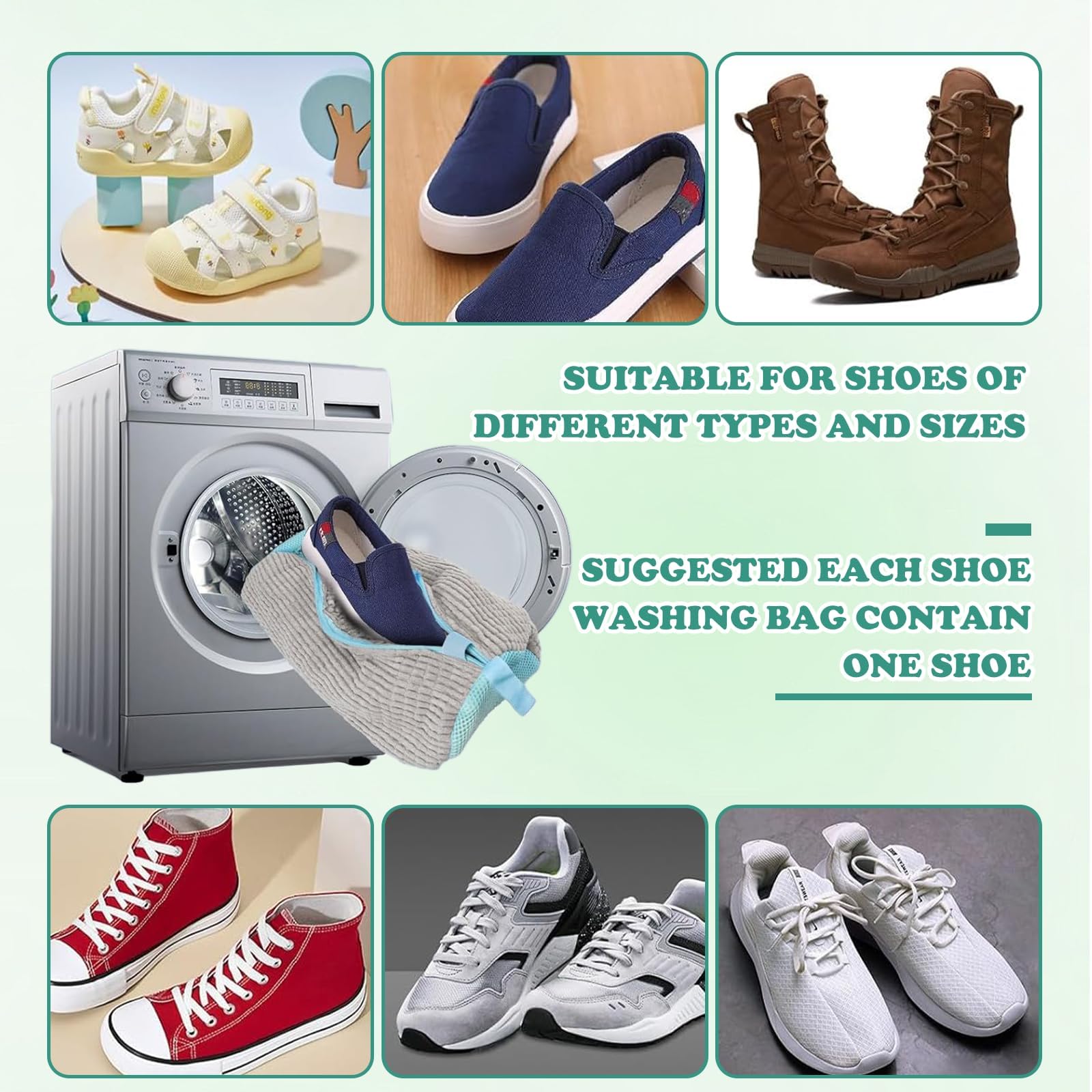 2 Pezzi Sacchetto Scarpe Lavatrice – Riutilizzabile Sacchetti per Lavare Scarpe in Lavatrice, con Chiusura Lampo, 360 Gradi, per Lavatrici e Calzature di Ogni Tipo (Grigio)