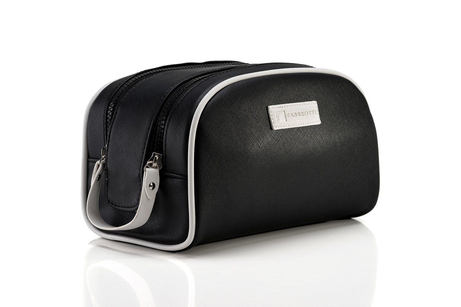 Toiletry Bag For Men & Women | Leather Dopp Kit, Shaving & Cosmetic Bag by Fabbrotti (Black)