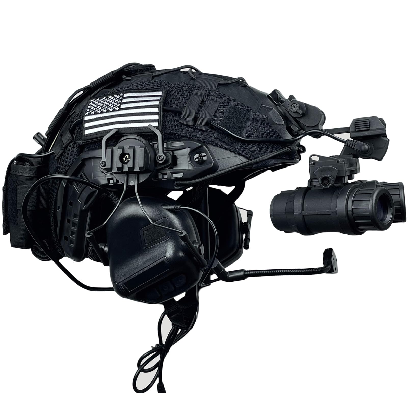 Set Casco Tattico Softair Con Visore Notturno Cuffie for Comunicazione, Fodera Rimovibile, Borsa for Contrappeso Giochi Ruolo, Paintball, Tiro A Segno, Film E Oggetti Scena