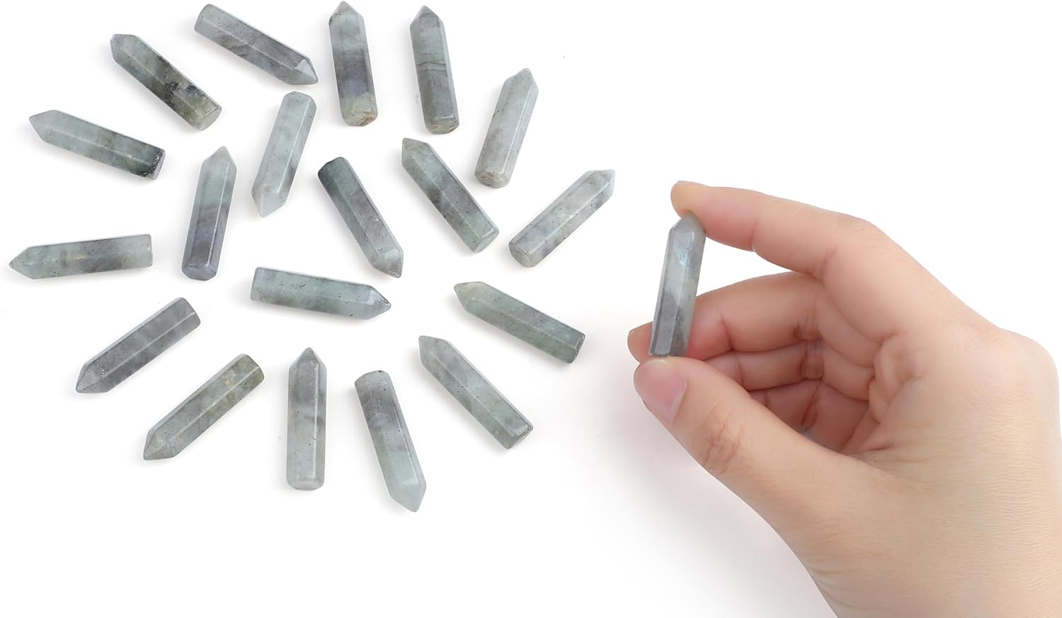 QINJIEJIE Moonstone 20 PCS Healing Crystals Stones Sets Wands Bulk Natural Pocket Crystal Towers Assorted Pointed Reiki Gemstones Polished Energy Meditation Chakra Gifts for Women Men - Image 6