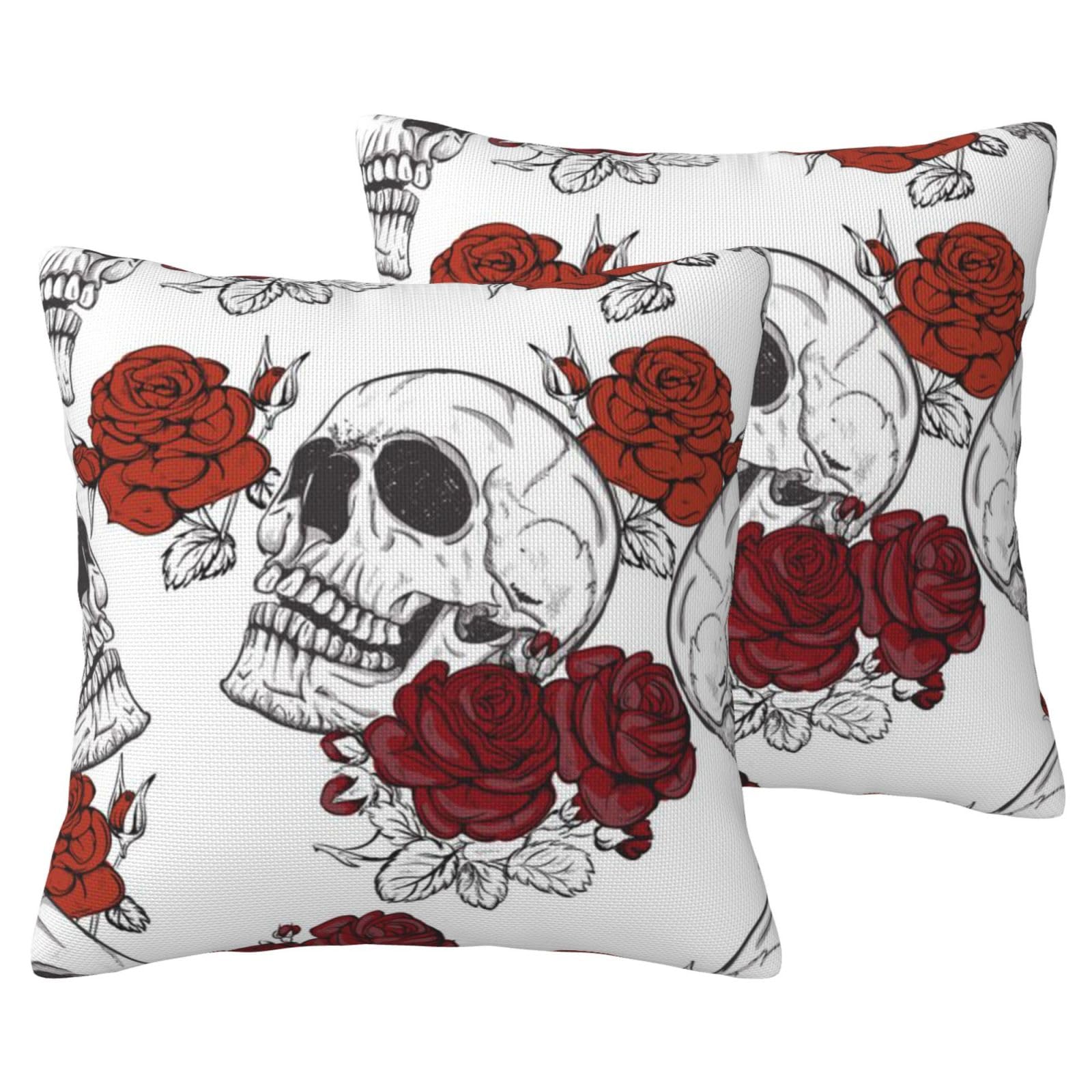 Taies d'oreiller tête de mort florale housse coussin lin imitation salon