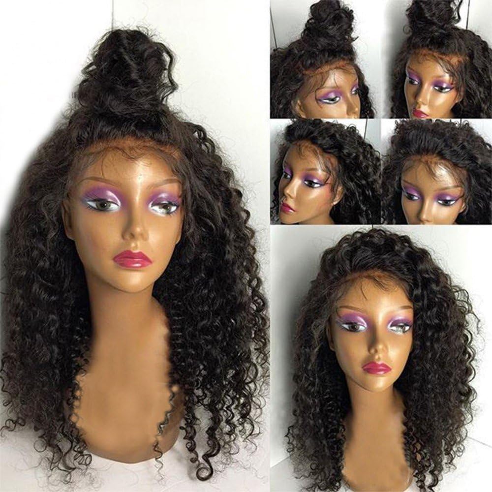 Eversilky Hair Deep Curly Brazilian Lace Front Wig Virgin Hair Glueless Lace Front Human Hair Wigs with Baby Hair Lace Front Wigs for Black Women 18 Inches